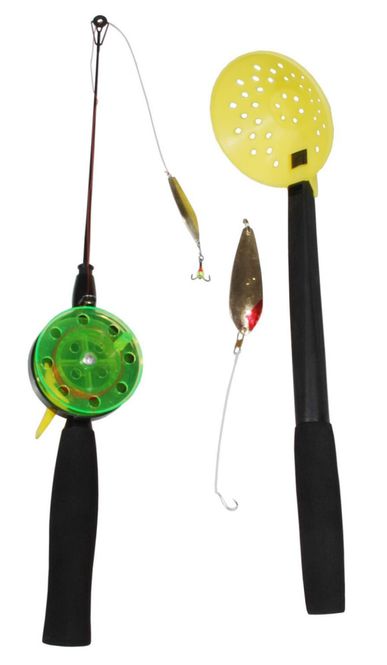 Hovedbilde Isfiskesett med sene, 2 pilker, pilkestikke og ...